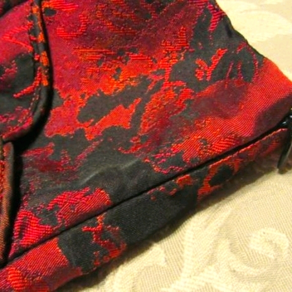 ❣️Gorgeous Black Copper Burgundy Satin Floral Shorts - LJ - Picture 4 of 5